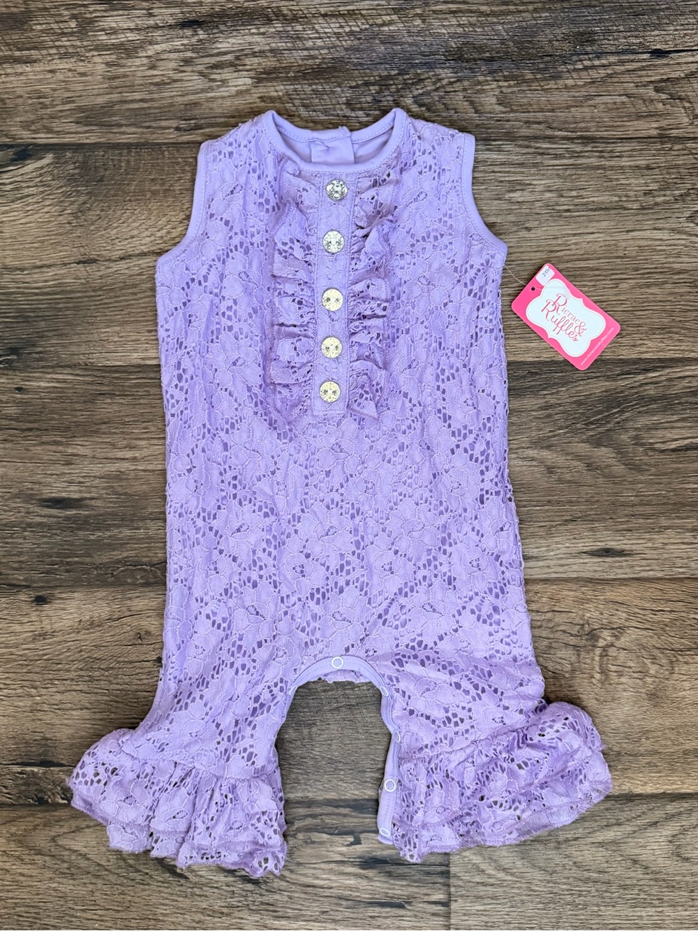 Ricrac & Ruffles Lavender Lace Ruffle Romper